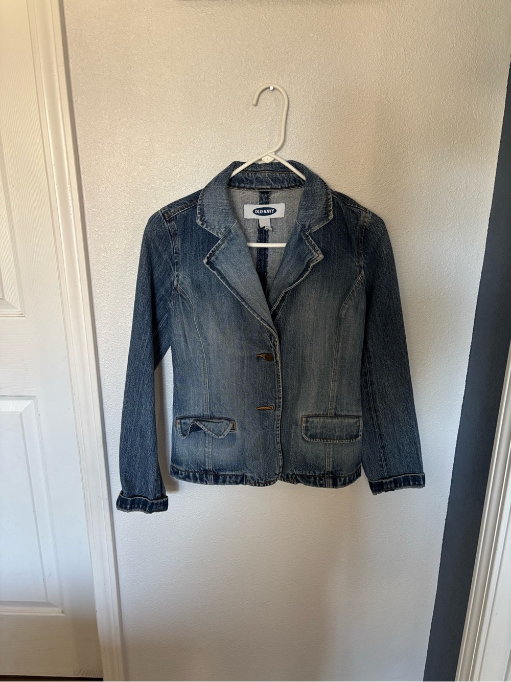 Old Navy Women's Dark Blue Denim Blazer Jacket